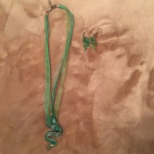 Glass Snake Necklace and Earring Set